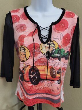 Clio 'Speed Racer' embellished vintage knit top
